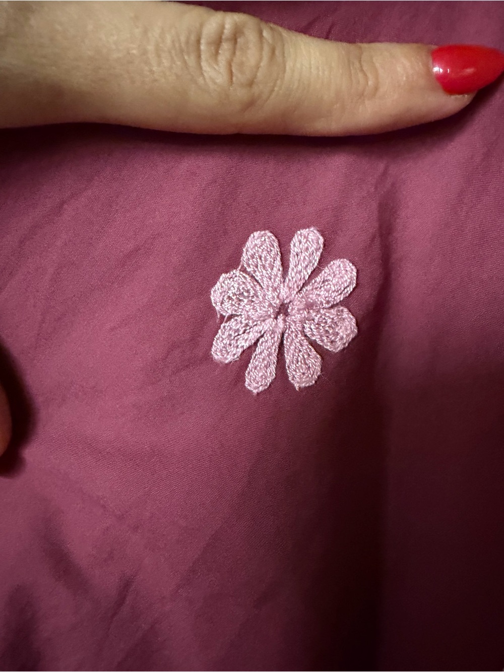 Altar'd State Berry Dress with Light Pink Daisy Embroidery - Picture 2 of 3